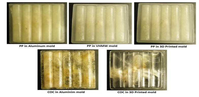 7PP and COC injection molded parts